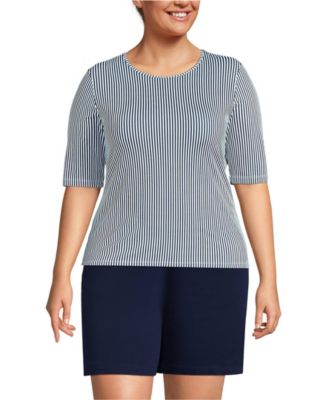 Plus Size Elbow Sleeve Crewneck Garden Tee- Sunshade UPF 50 Quick Dry