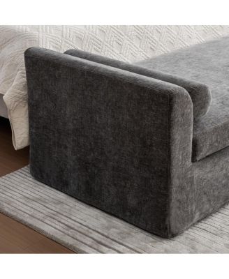 Modern Chenille Chaise Lounge Couch with Armrests & Pillows