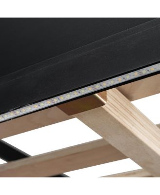 Streamdale Full Size Wood Loft Bed with Desk, Open Wardrobe and RGB Light