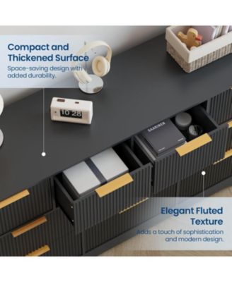 Fluted Dresser for Bedroom with 10 Drawers, 59" Wide Modern Chest of Drawers with Wood Frame
