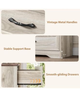 6-Drawer Dresser, Farmhouse Wooden Storage Chest with Wide Handles for Bedroom, Living Room