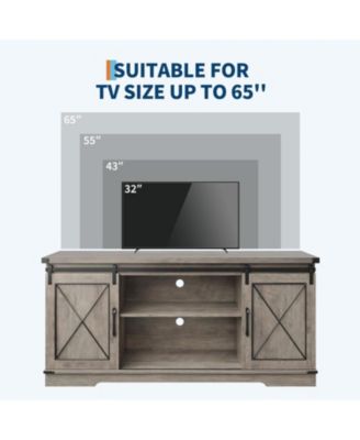 Farmhouse 59" TV Stand Up to 65 Inches, Mid Century Modern TV Entertainment Center with Storage Cabinets
