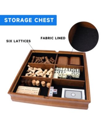 7 in 1 Board Game Set - Chess/Checkers/Backgammon/Dominoes/Cribbage Board/Playing Card/Poker Dice