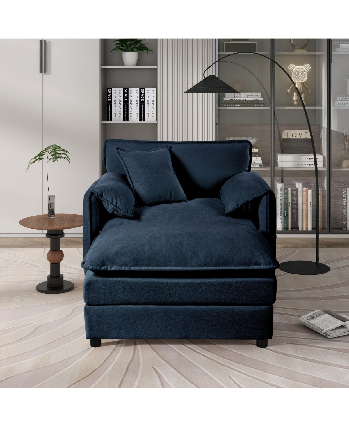 Boyel Living Recliner Chair with Movable Ottoman – Soft Chenille, Oversized Diy-Combination Lounge Chair