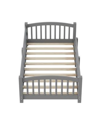 Montessori Floor Bed with Slats, Guardrails, and Fence