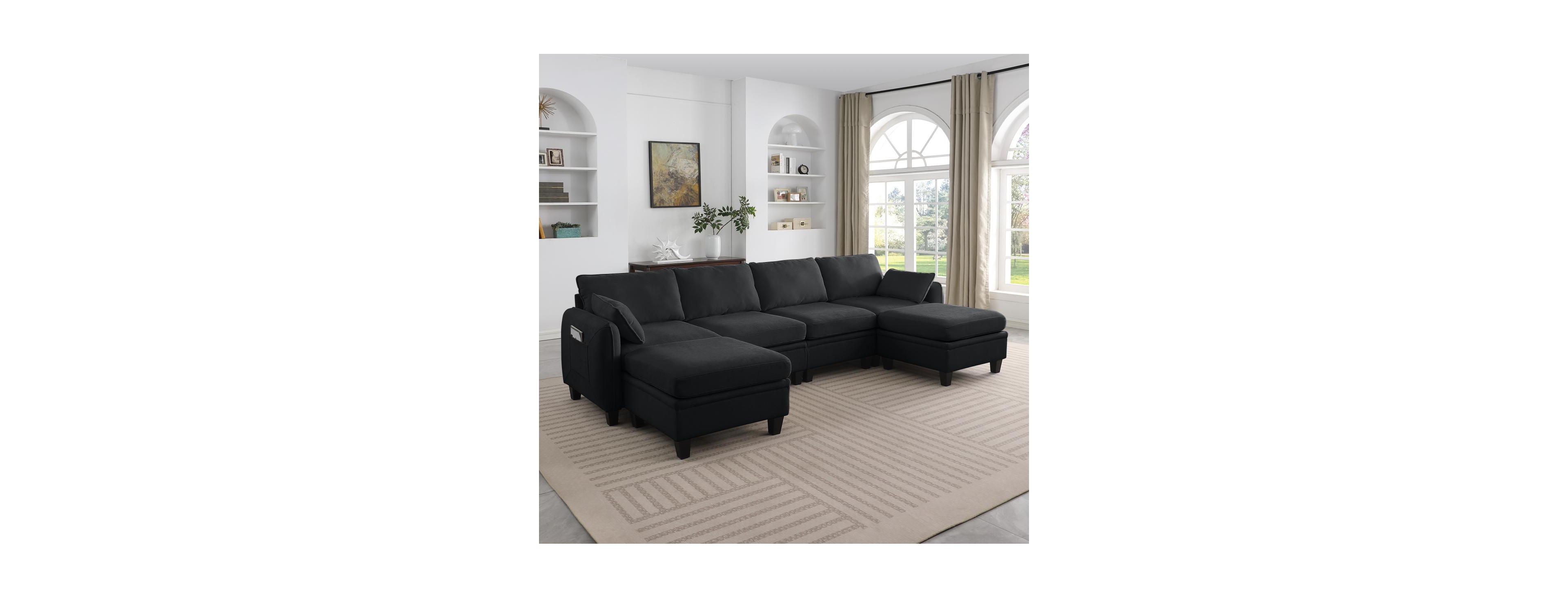 Streamdale Furniture 109 Contemporary L-Shaped Chenille Sectional Sofa with Storage Ottoman