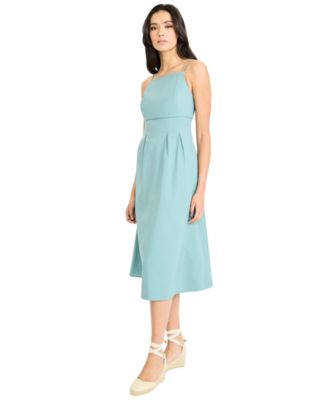 Women's Square Neck Spaghetti Strap Midi Dress