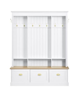 Elegant APP Controlled LED Hall Tree with Roman Column Design & Storage Bench