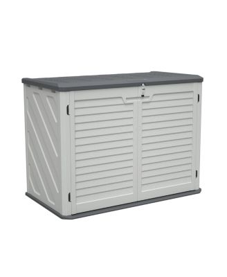 Horizontal Storage Shed with Removable Shelf, Large Lockable Outdoor Cabinet
