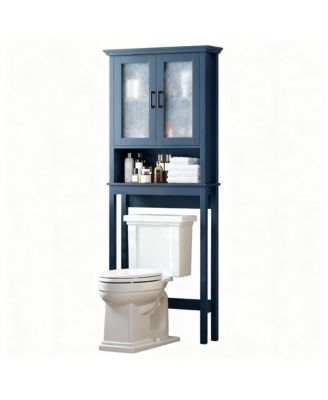 Adjustable Over the Bathroom Storage Shelf with Glass Doors