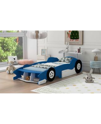 Twin Size Race Car-Shaped Platform Bed with Wheels