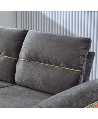 Chenille Pull Out Sofa Bed, 58-inch Sleeper Loveseat with Adjustable Backrest