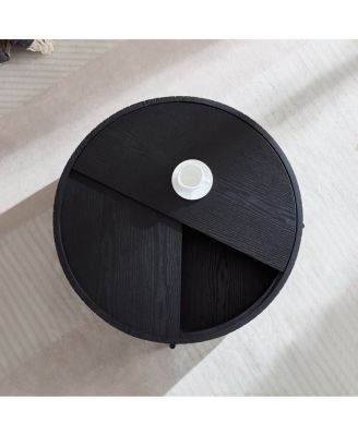 Round Coffee Table with Storage - Modern Accent Tea Table