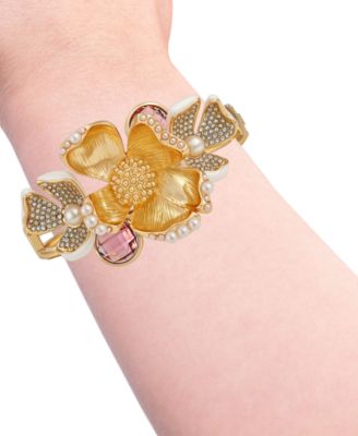 Side Hinge Floral Statement Bracelet