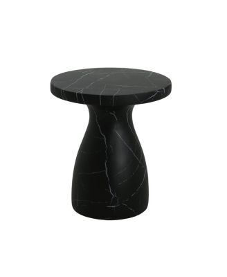 Outdoor Travertine Side Table, Black Marble Effect