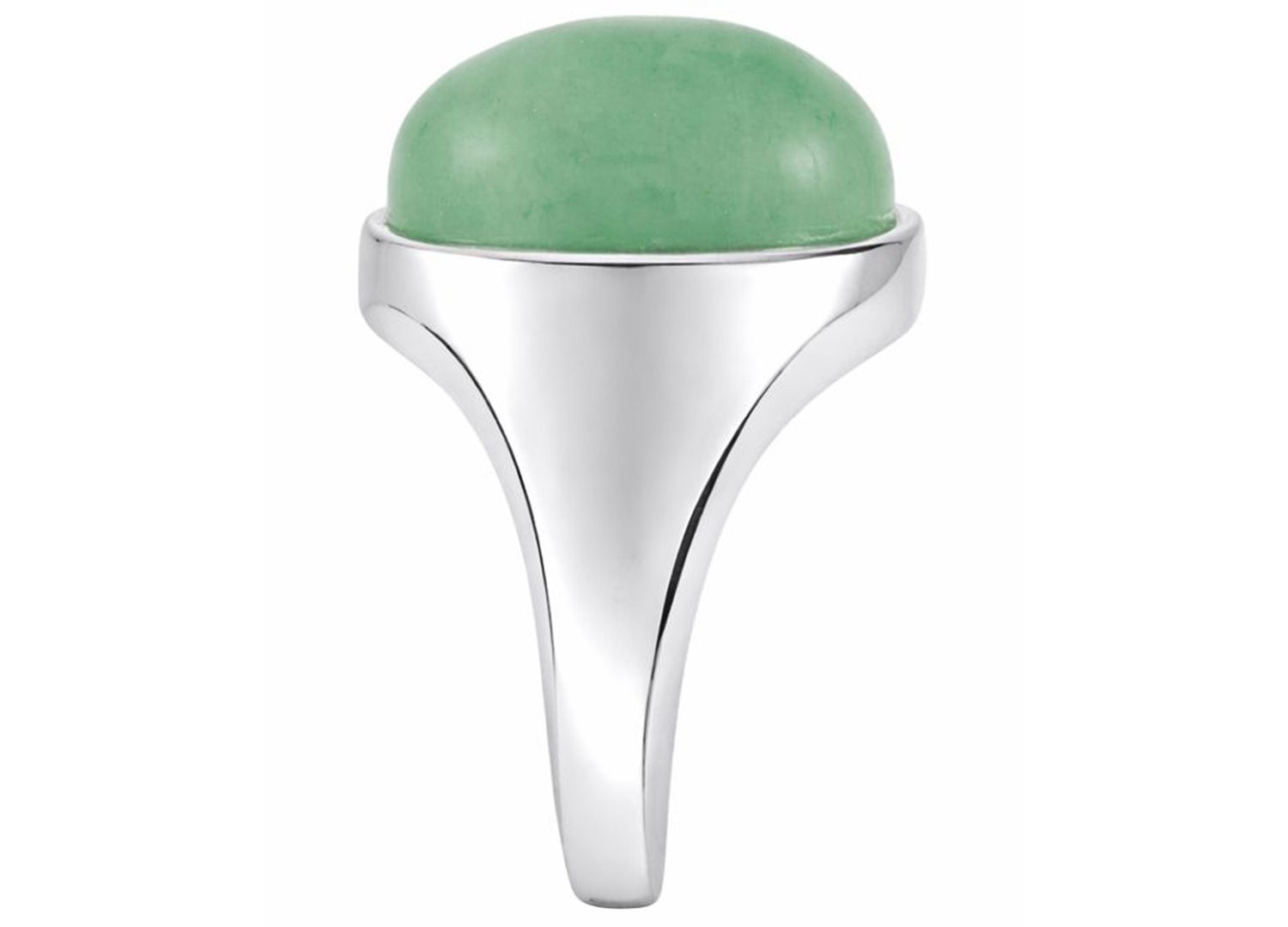 Green Jade (18 x 14mm) Ring in Sterling Silver