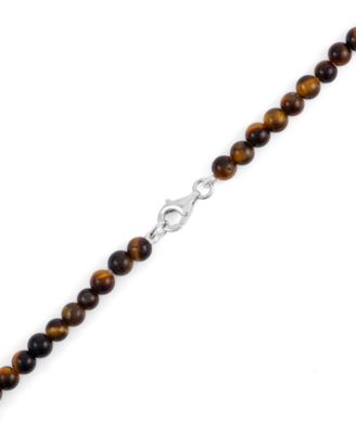 Tiger Eye (4mm) and Chocolate Freshwater Pearl (7-8mm) Necklace in Sterling Silver