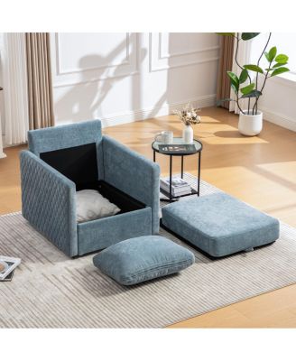 360° Swivel Armchair with Hidden Storage & Pillow