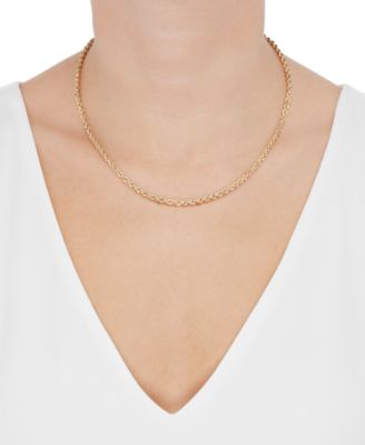 Hollow Rope Chain Necklace in 14k Yellow Gold