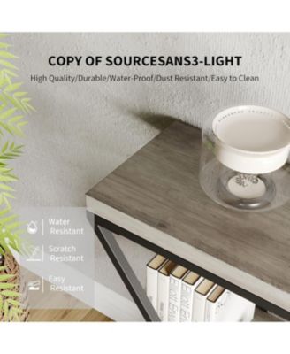 3-Tier Industrial Entryway Table with x-Shaped Metal Frame, Open Shelf Console Sofa Table for Living Room, Hallway