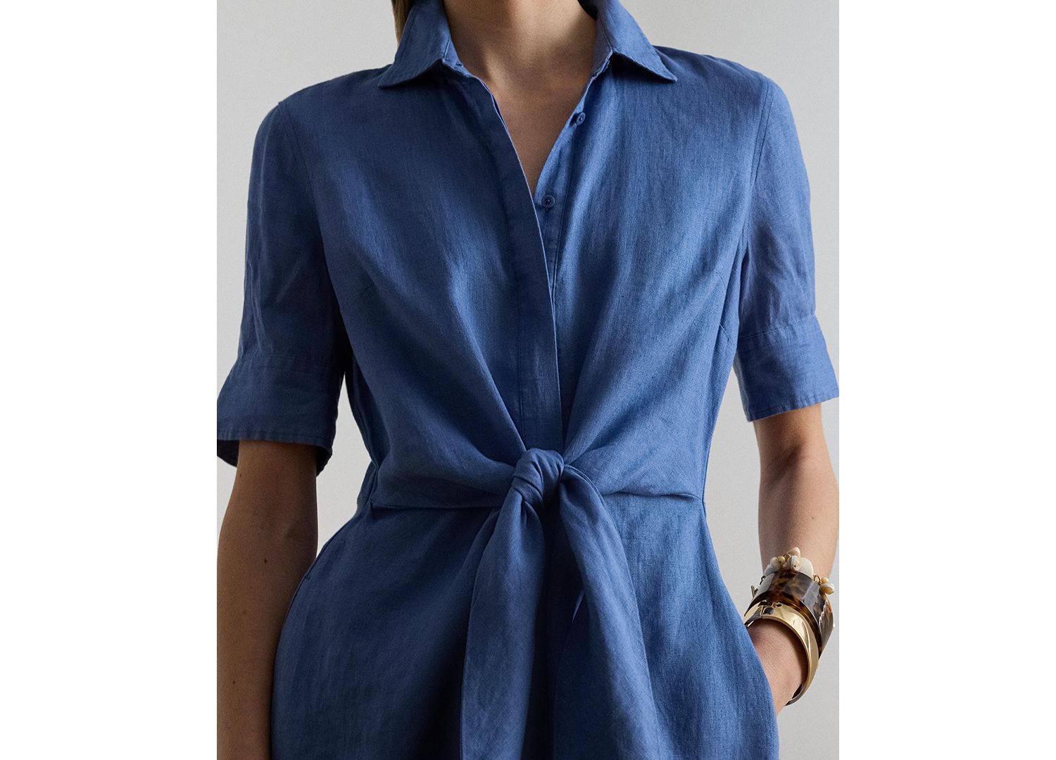 Women's Point Collar Shirt-Dress