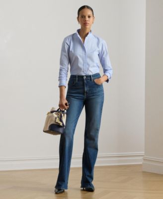 Women's Band Collar Long-Sleeve Shirt