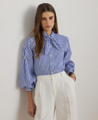 Women's Tie-Neck Balloon-Sleeve Shirt