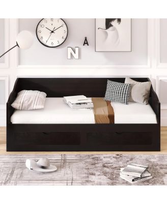 Streamdale Wooden Daybed with Trundle & 2 Storage Drawers, Extendable Sofa Bed