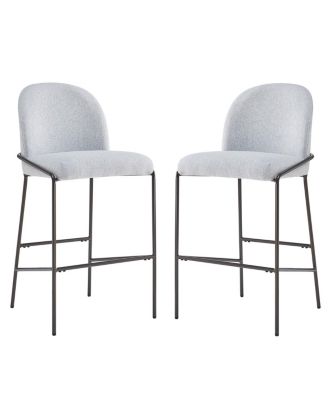 Galen Indoor Metal Upholstered Barstool Fabric