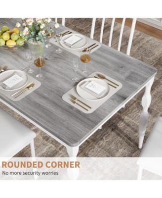 71 Inch Rectangular Dining Table for 6 Rustic Farmhouse Kitchen Table with Large Tabletop Long Wooden Table with Heavy Duty Legs.