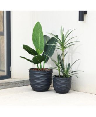 17.4-Inch Round Waves MgO Planter
