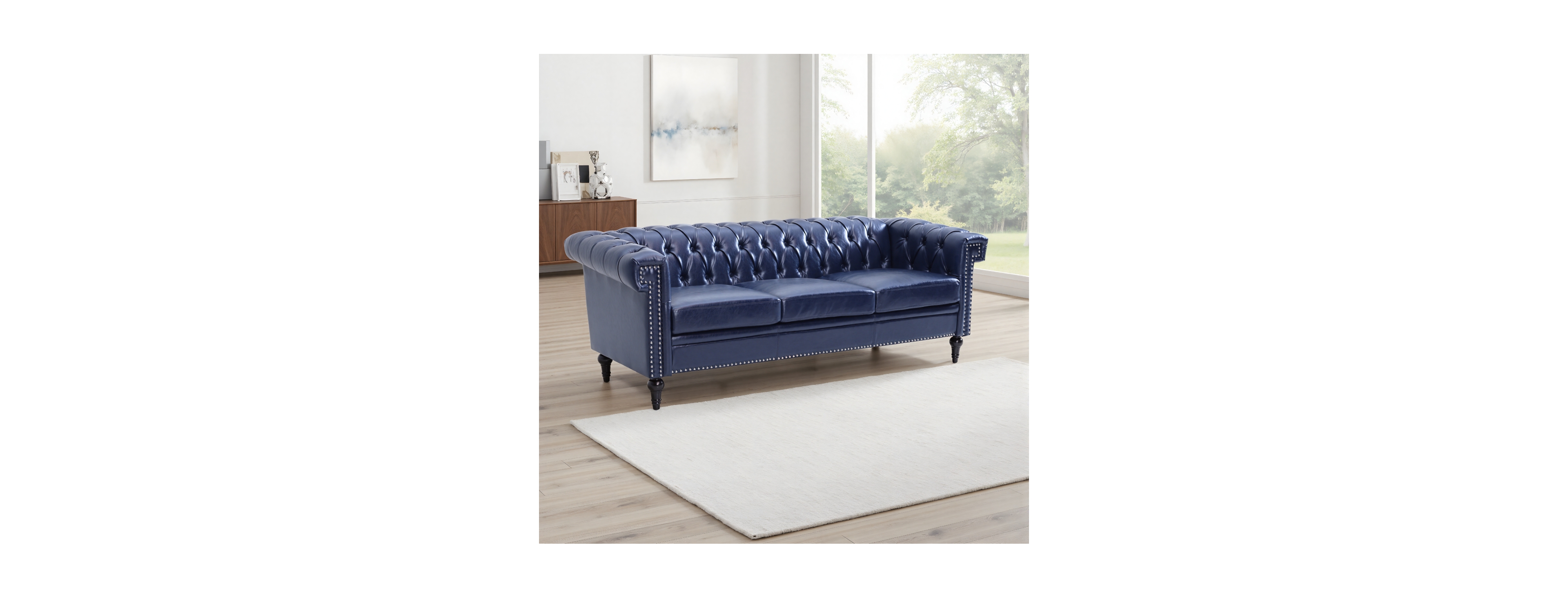 Streamdale Furniture Streamdale 83.66 Inch Width Traditional Square Arm removable cushion 3 seater Sofa