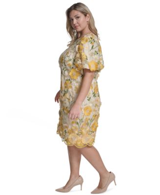 Plus Size Boat Neck Short-Sleeve Cocktail Dress