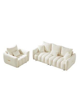 3 Seater + 1 Seater Combo Sofa, Modern Living Room, Teddy Sofa, Wooden Frame