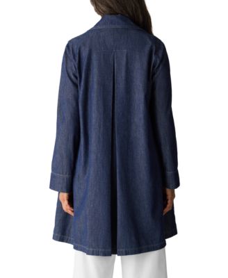 Women's Notch Collar Denim Coat, Regular & Plus Size