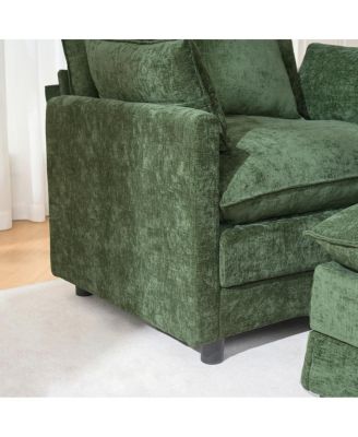 Modern Accent Chair with Ottoman, Chenille