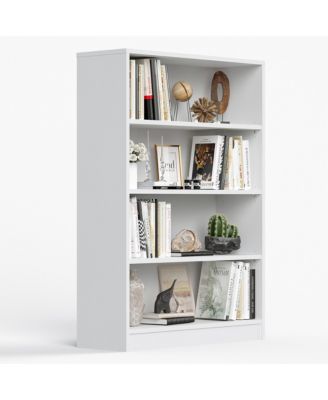 4-Tier Open Storage Shelf, Modern Wood Bookshelf, Wide Bookcase with Adjustable Shelves for Living Room, Home Office and Library