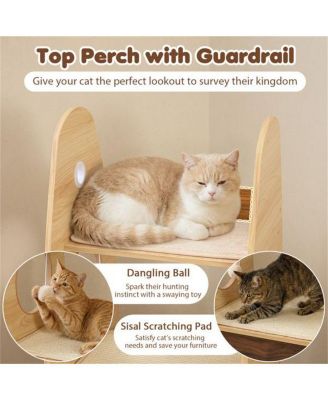 Rocket Shape Cat Tree with 2 Condos & Sisal Scratch Pads, Hanging Pompom Toys