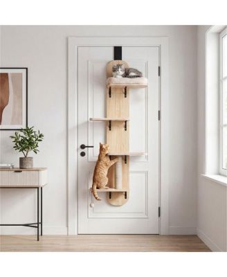 Height-Adjustable Door Cat Tree, 5-Level No-Drill Climber for Apartments