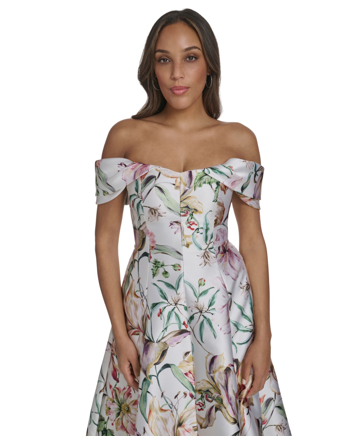 Women's Off-The-Shoulder Flare Midi Dress