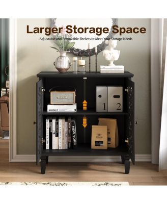 Streamdale Vintage Black 2-Door Display Cabinet with Floral Design