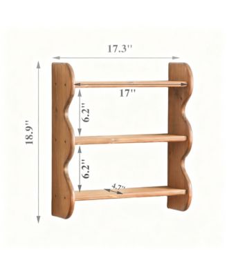 Solid Wood 3-Tier Wall Shelf: Durable, Vintage Design, Multi-Use Storage