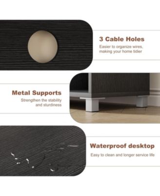 Modern Open Rainbow Glass TV Cabinet Stand for 60/65/70 Inch TV, Media Console Cabinet with 2 Corrugated Glass Doors