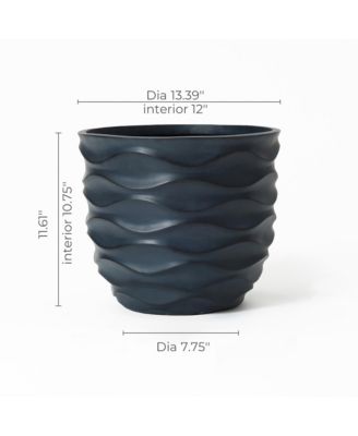 13.4-Inch Round Waves MgO Planter