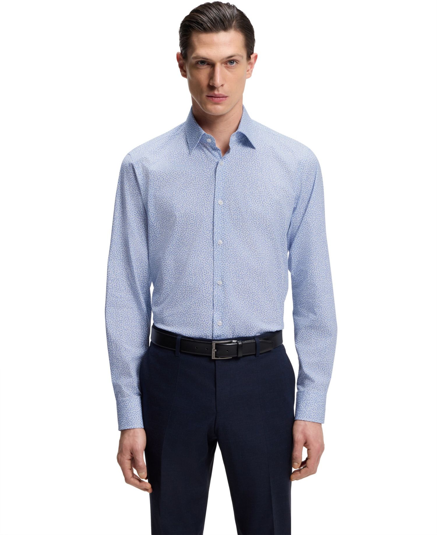 Men's Printed Stretch Cotton Regular-Fit Dress Shirt