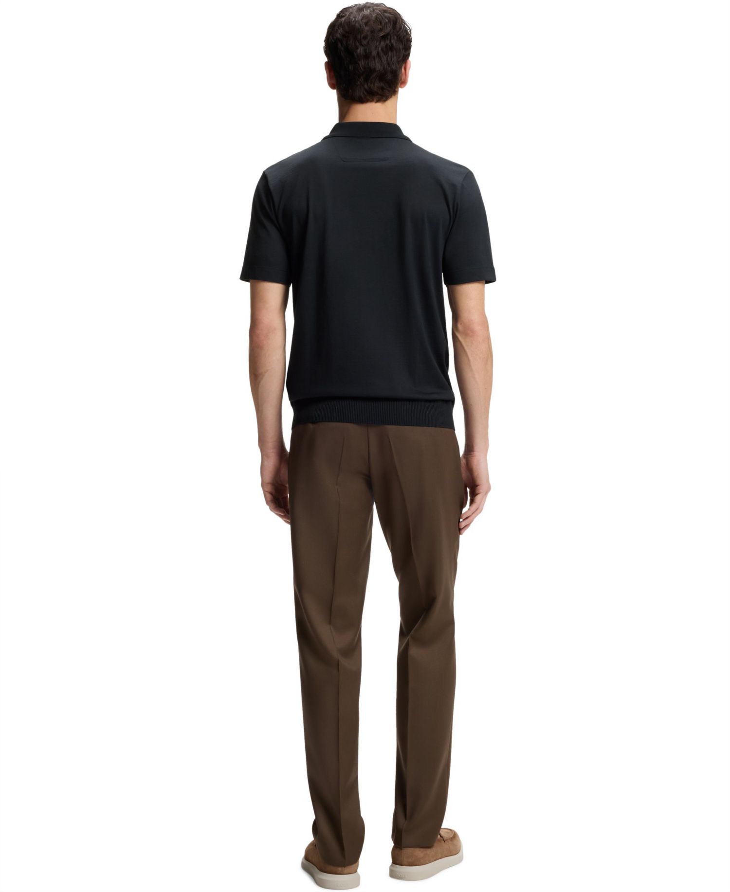 Men's Cotton-Silk Zip-Neck Polo Shirt
