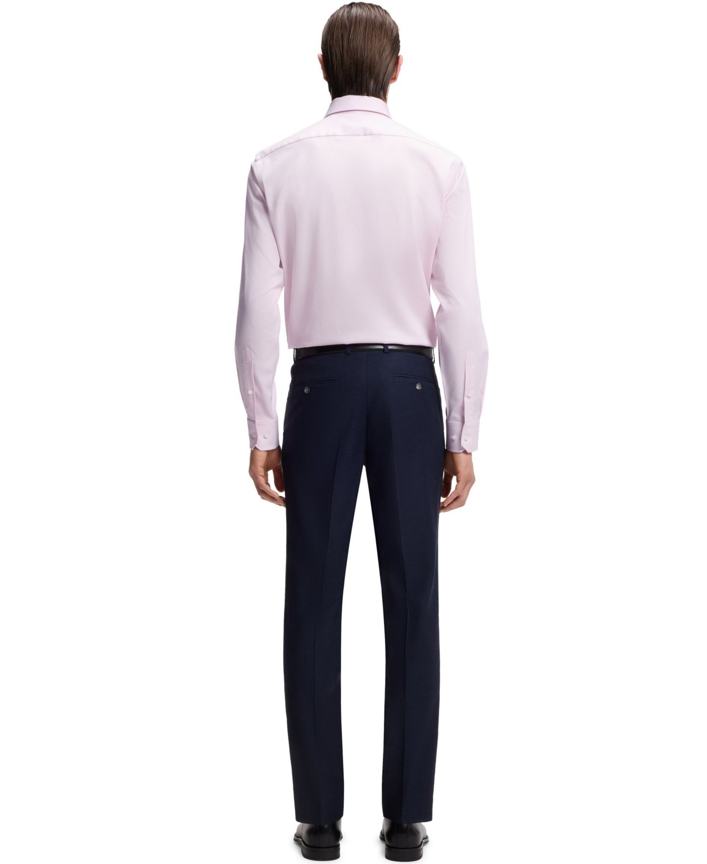 Мужская рубашка Hugo Boss Stretch-Cotton Dobby Regular-Fit Dress Shirt, цвет: Розовый — фото 4