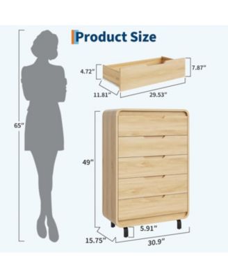 Dresser for Bedroom with 5 Drawers,Chest of Drawers with Large Wood Storage Dresser, TV Stand for Bedroom