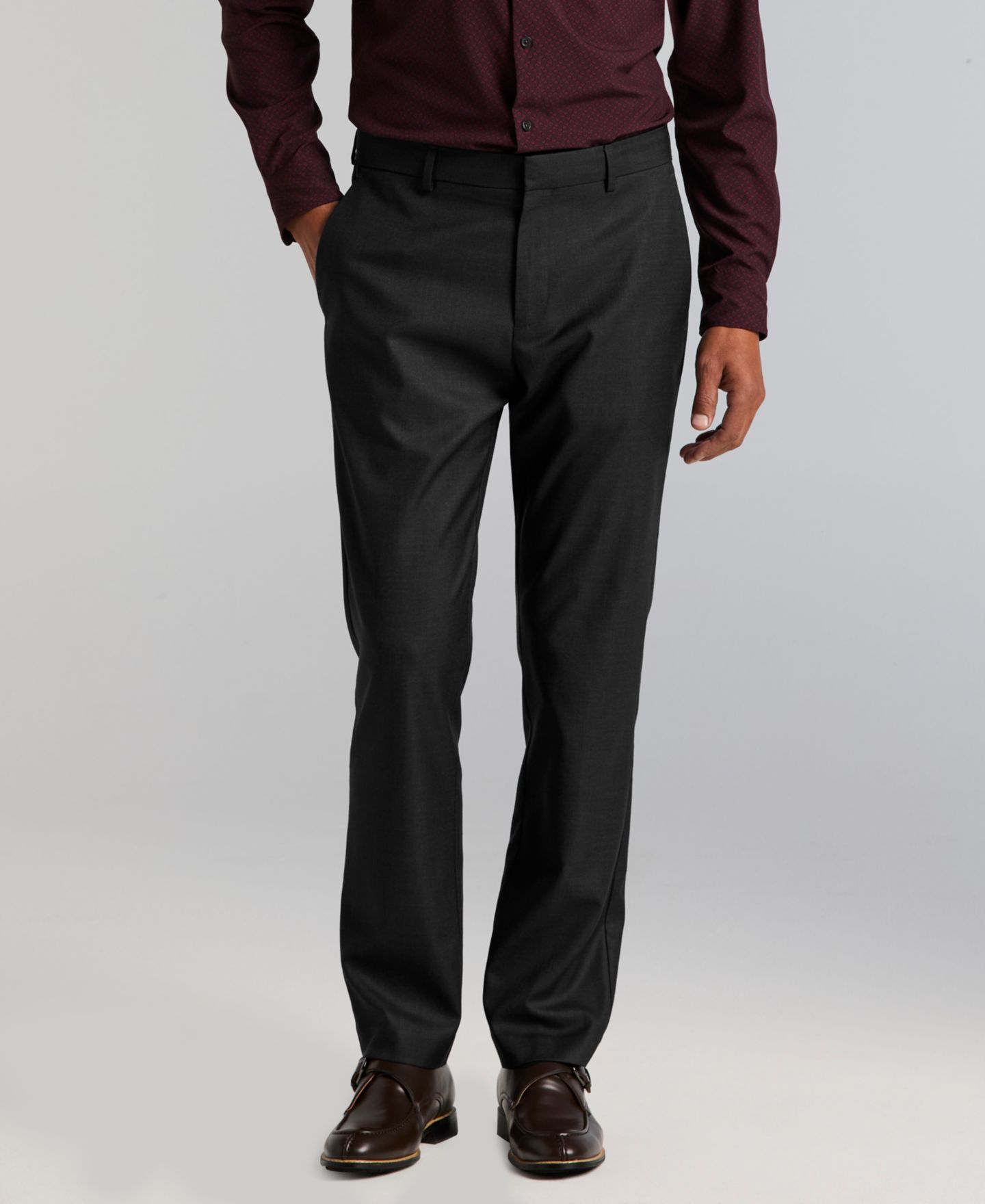Мужские брюки Perry Ellis Portfolio Modern-Fit Sharkskin Dress Pants, цвет: Чёрный — фото 3