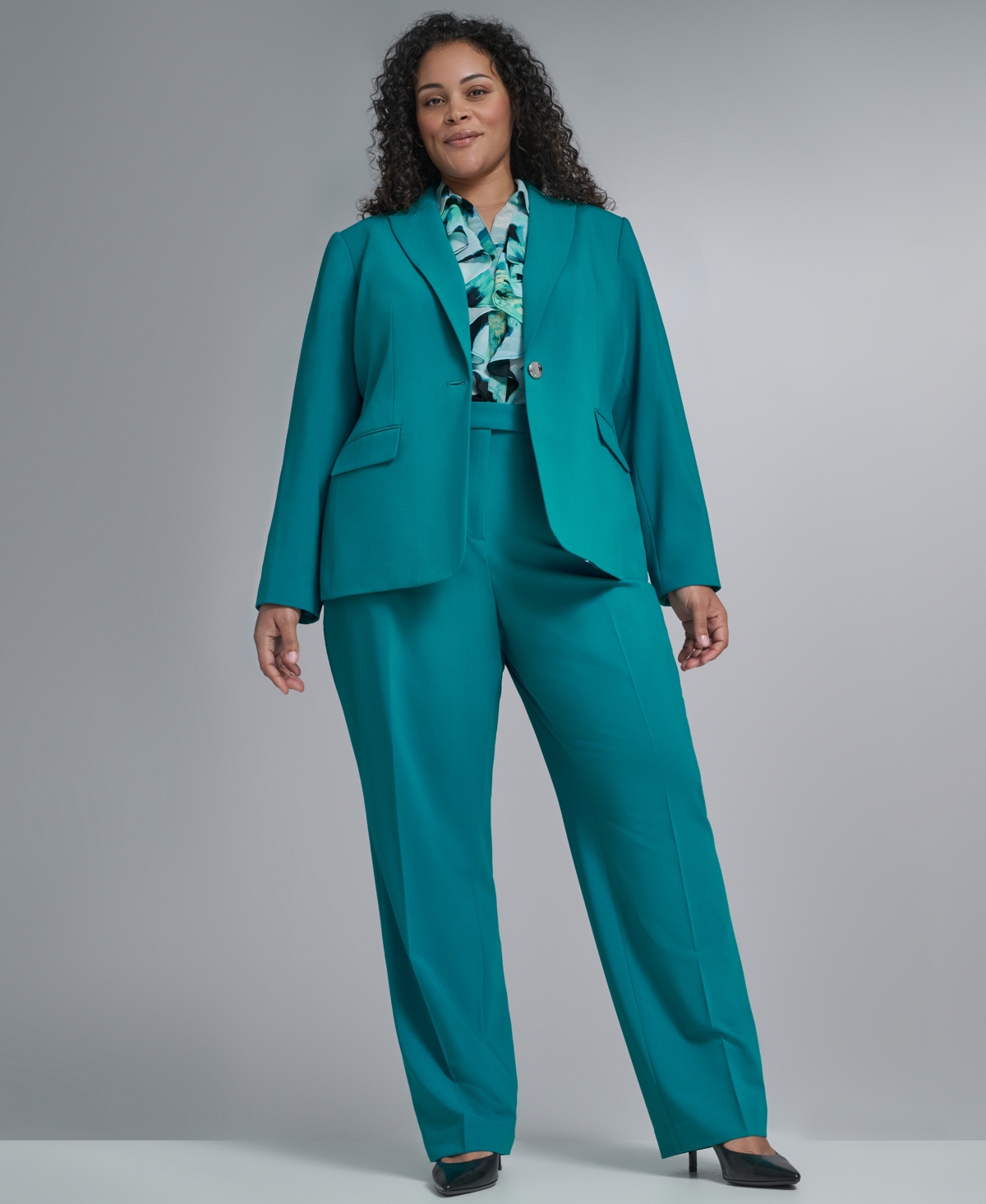 Calvin Klein Plus Collarless Open Front Jacket